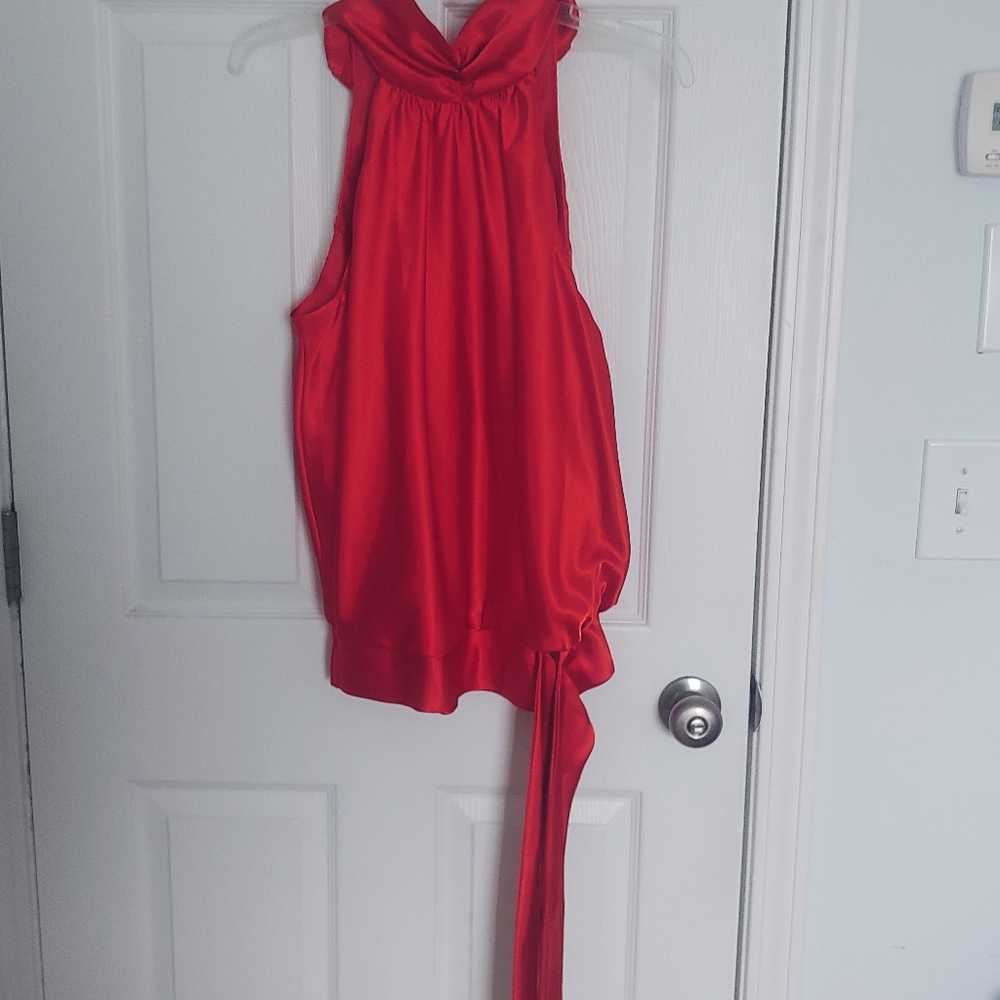 Orange silk business casual top